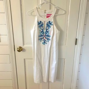 NWT Lilly shift dress with beaded coral accent